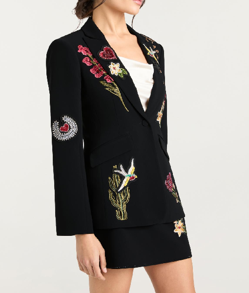 The View 2025 Joy Behar Black Embroidered Blazer