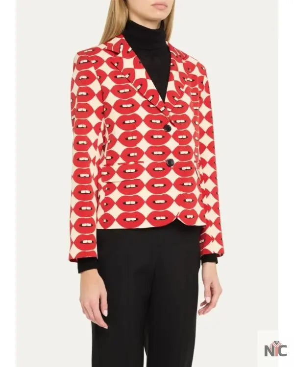 The View 2025 Joy Behar Red Lips Print Blazer Clanton Jacket