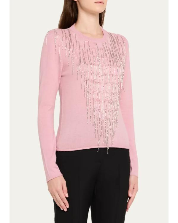 The View 2025 Sara Haines Pink Sequin Fringed Sweater