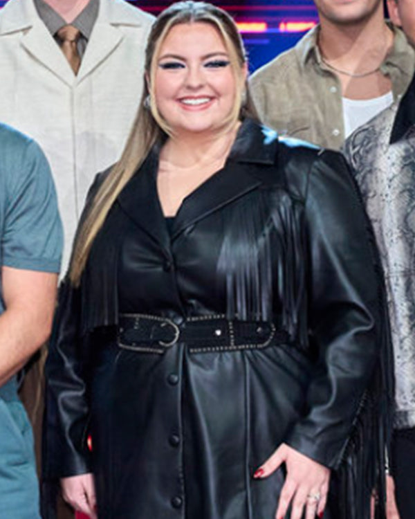The Voice S28 Black Faux Leather Fringe Blazer Dress