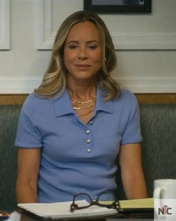 The Waterfront S01 Mae Buckley Blue Polo Top Clanton Jacket