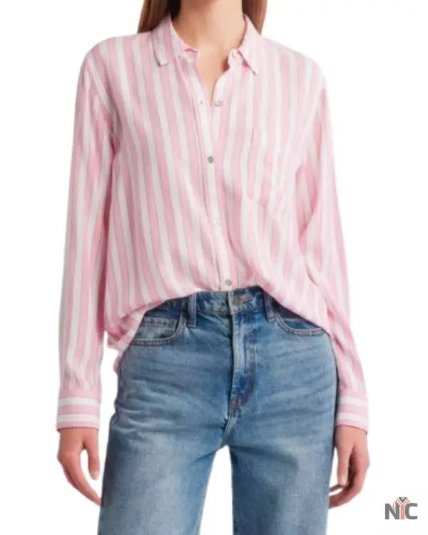 The Young and the Restless Hayley Erin Pink and White Striped Shirt Clanton Jacket
