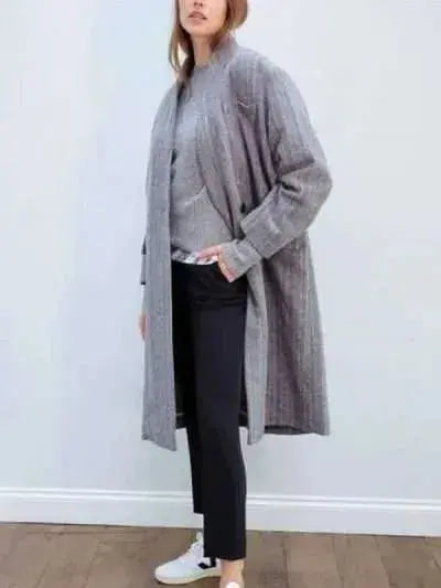 The Flight Attendant Kaley Cuoco Gray Coat