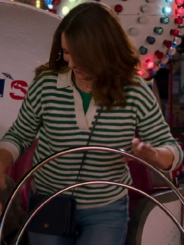 The Four Seasons S2 Tina Fey Green Striped Polo Sweater