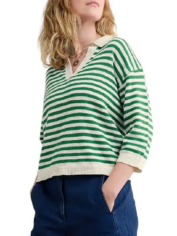The Four Seasons S2 Tina Fey Green Striped Polo Sweater