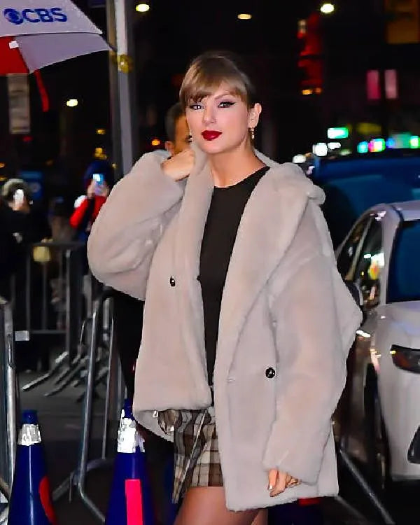 “The Late Show with Stephen Colbert” Taylor Swift Hooded Faux Fur Coat