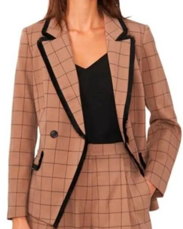 The Today Show Liz Kreutz Tan and Black Check Blazer