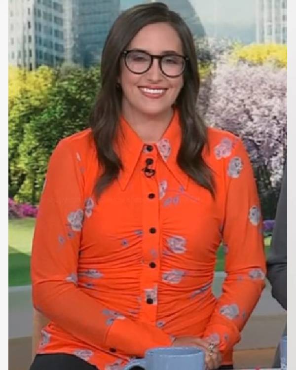 The Today Show Savannah Sellers Orange Floral Shirt Clanton Jacket
