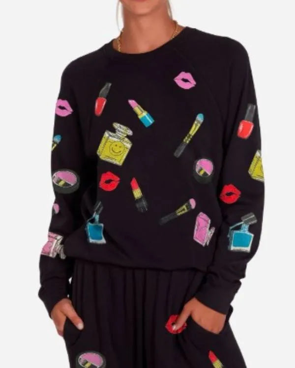 The Valley Persian Style S01 Black Cosmetics Print Sweater