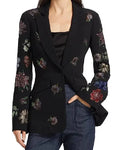 The View S28. Joy Behar Black Floral Embellished Blazer