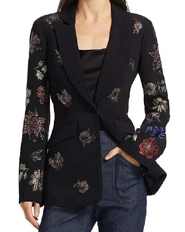 The View S28. Joy Behar Black Floral Embellished Blazer