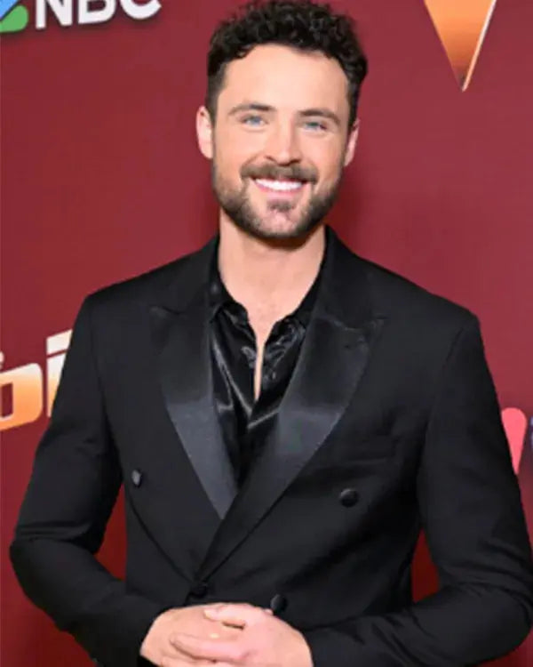 The Voice S28 Dylan Efron Black Double-Breasted Blazer