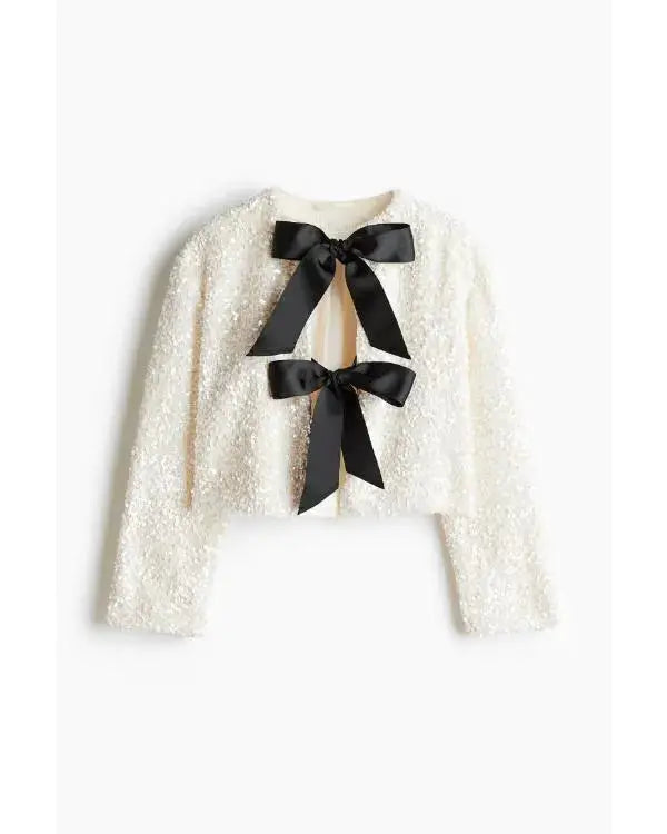 The Voice S28 Gina Miles Sequined Bow-Front Jacket
