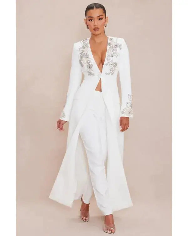 The Voice S28 Jazz McKenzie White Embellished Coat