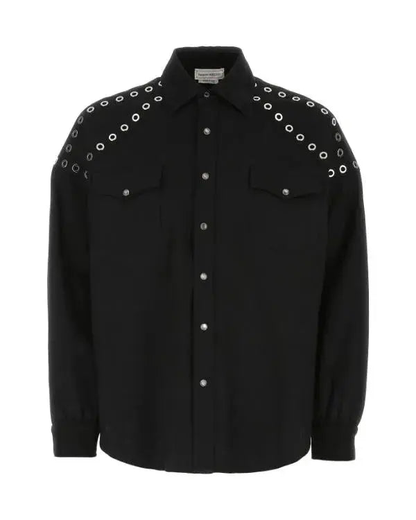 The Voice S28 Peyton Kyle Eye-let Studded Denim Shirt