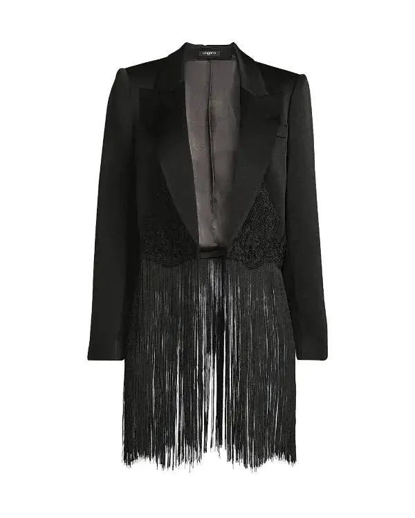 The Voice S28 Reba McEntire Black Fringe Blazer