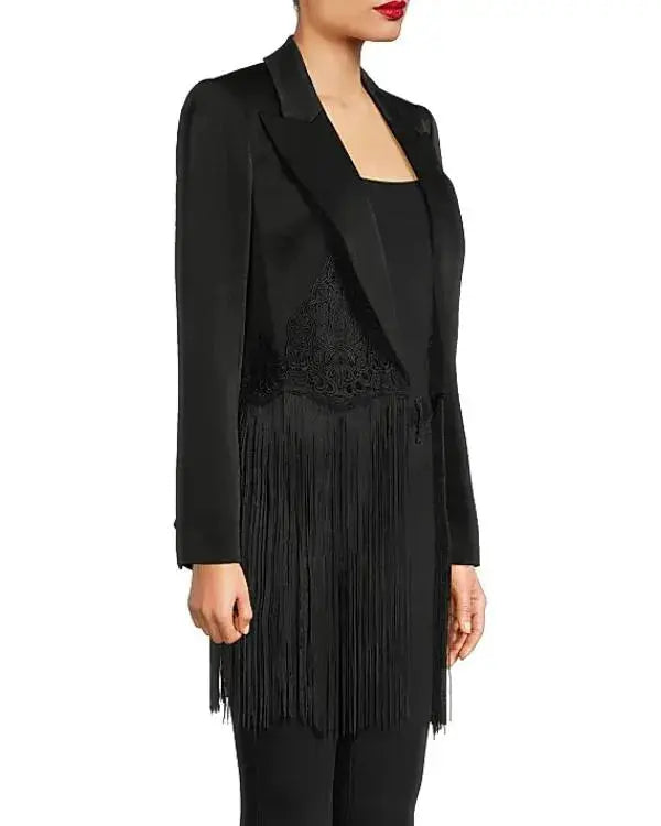 The Voice S28 Reba McEntire Black Fringe Blazer