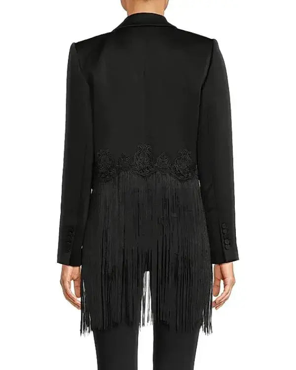 The Voice S28 Reba McEntire Black Fringe Blazer