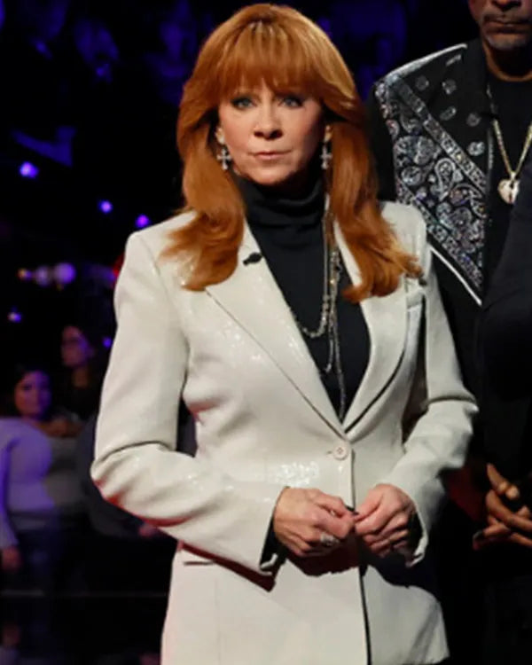 The Voice S28 Reba McEntire Cream Sequined Blazer