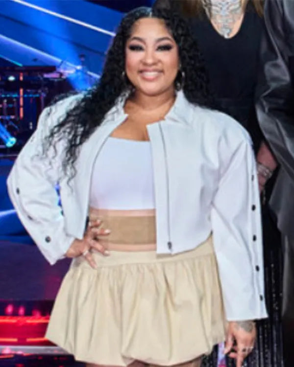 The Voice S28 Yoshihanaa White Snap-Arm Jacket