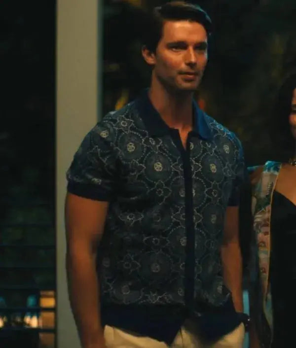 The White Lotus S03 Patrick Schwarzenegger Medallion Print Shirt