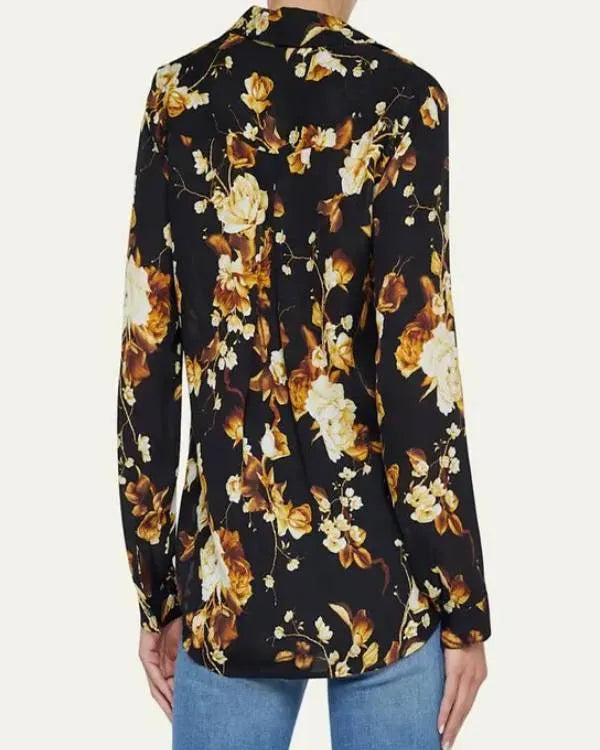 The Young and the Restless Sharon Newman Black and Yellow Floral Blouse