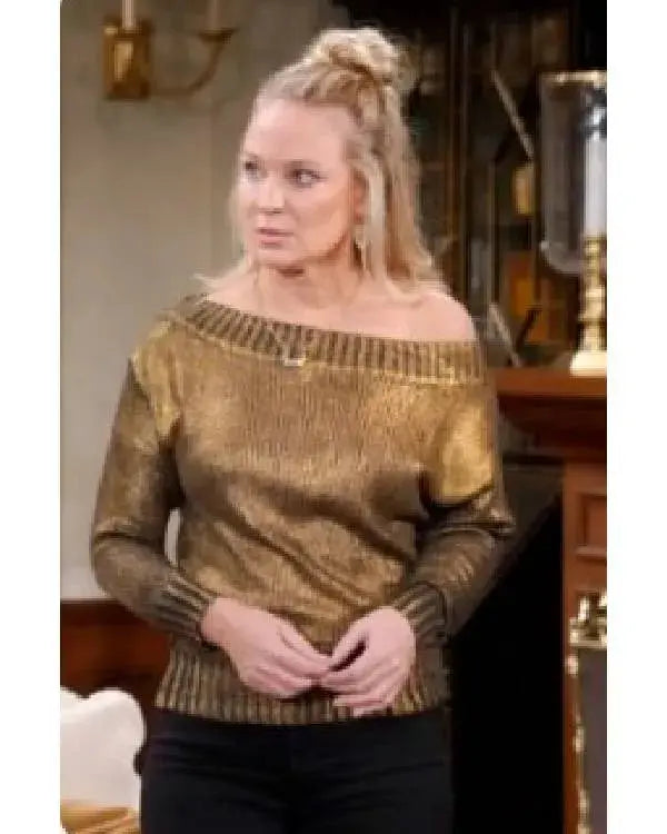 The Young and the Restless Sharon Newman Gold Metallic Sweater