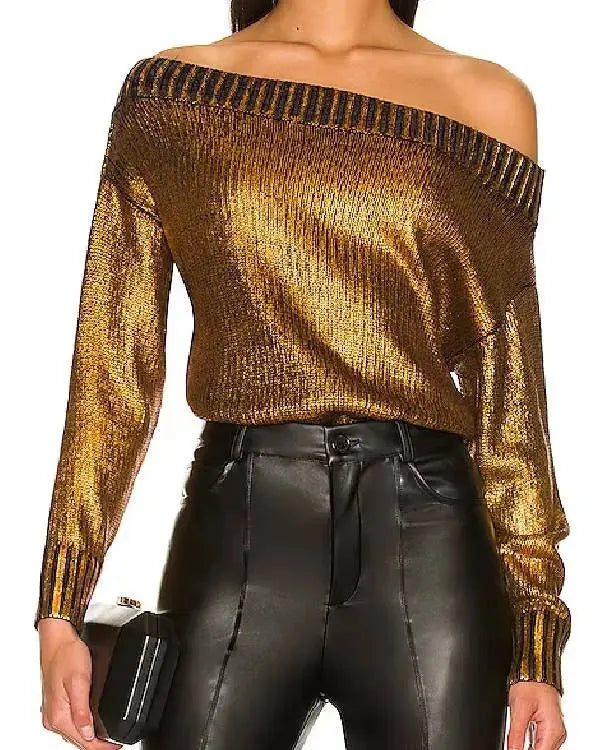 The Young and the Restless Sharon Newman Gold Metallic Sweater