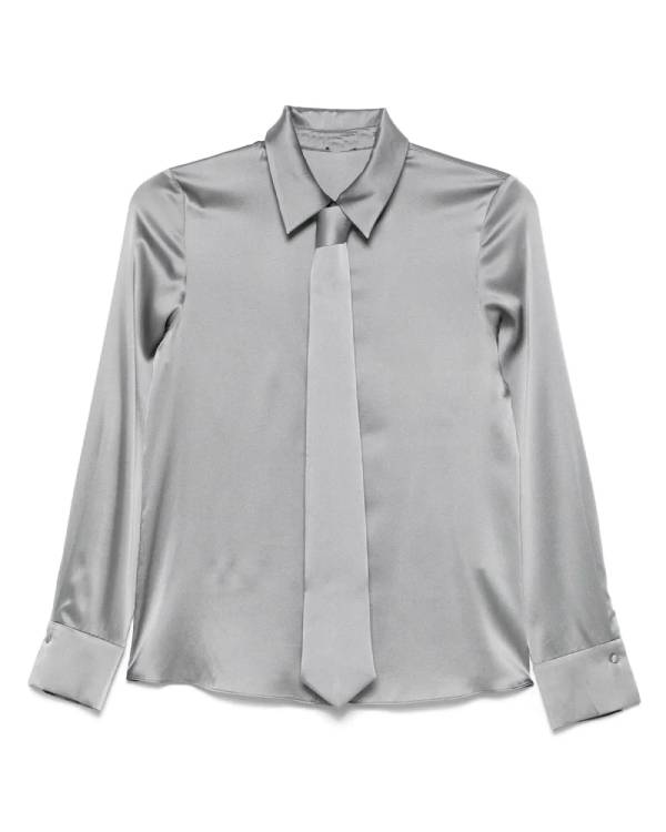 The Young and the Restless Victoria Newman Grey Shirt With Neck Tie Clanton Jacket