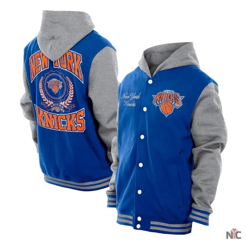 Throwback Prep NY Knicks Purple Hoodie Jacket Clanton Jacket