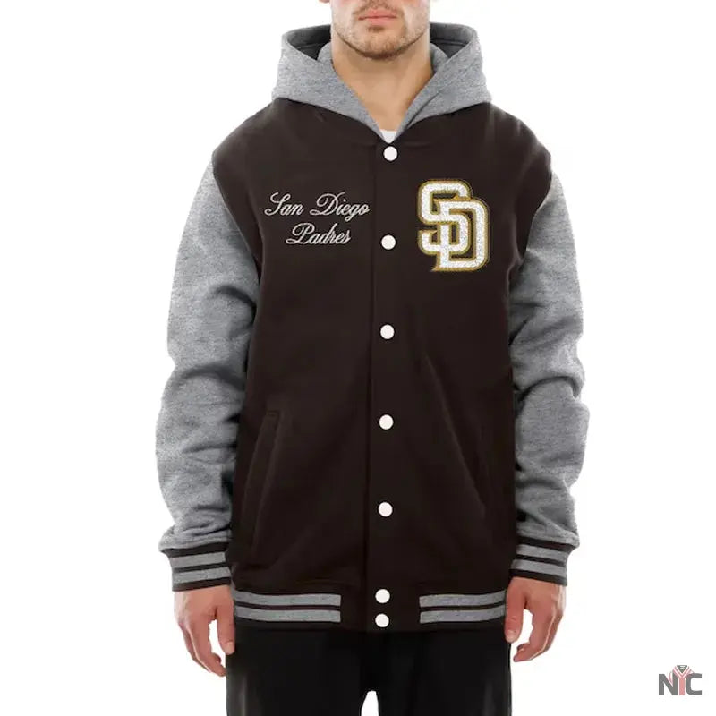 Throwback Prep San Diego Padres Brown Hoodie Jacket Clanton Jacket