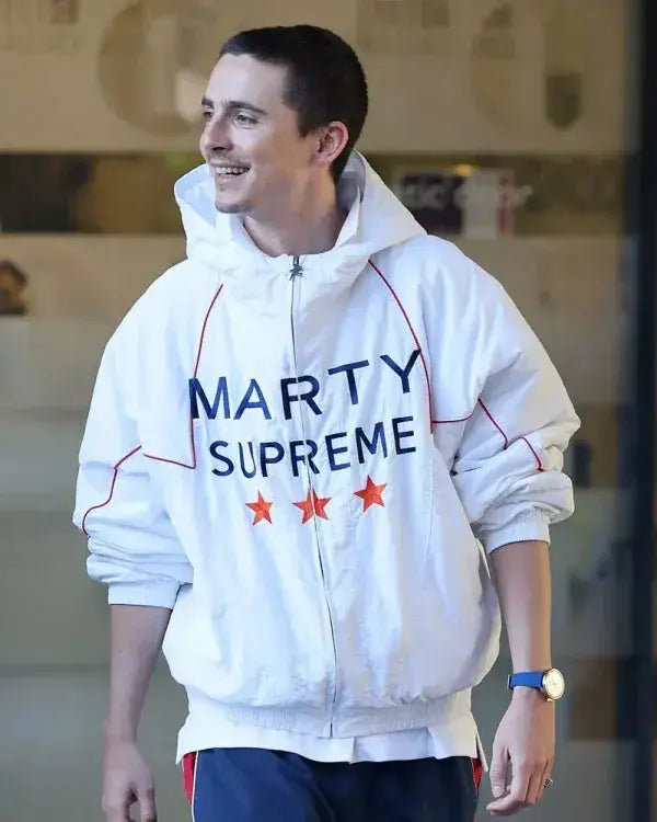 Timothee Chalamet Marty Supreme White Jacket