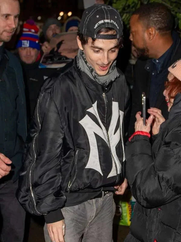 Timothée Chalamet SNL Afterparty New York City Bomber Jacket Clanton Jacket