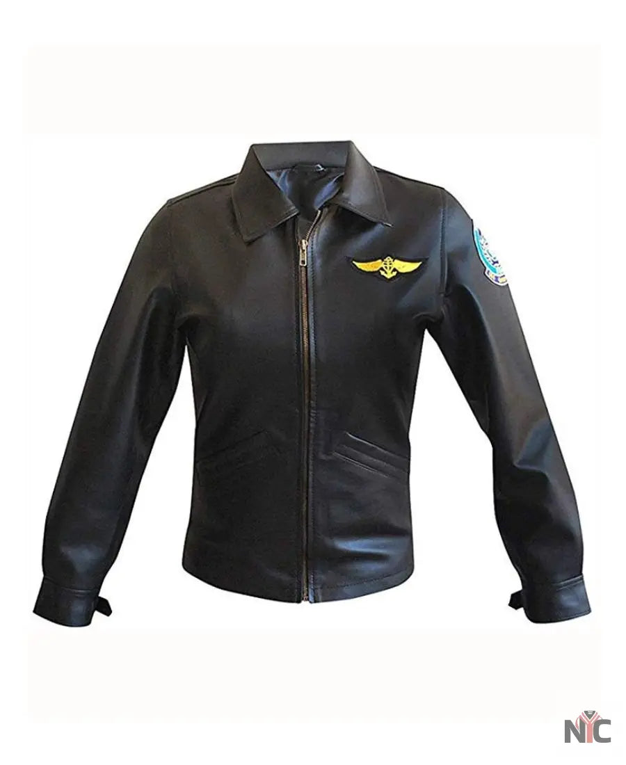 Top Gun Kelly McGillis Leather Jacket Clanton Jacket