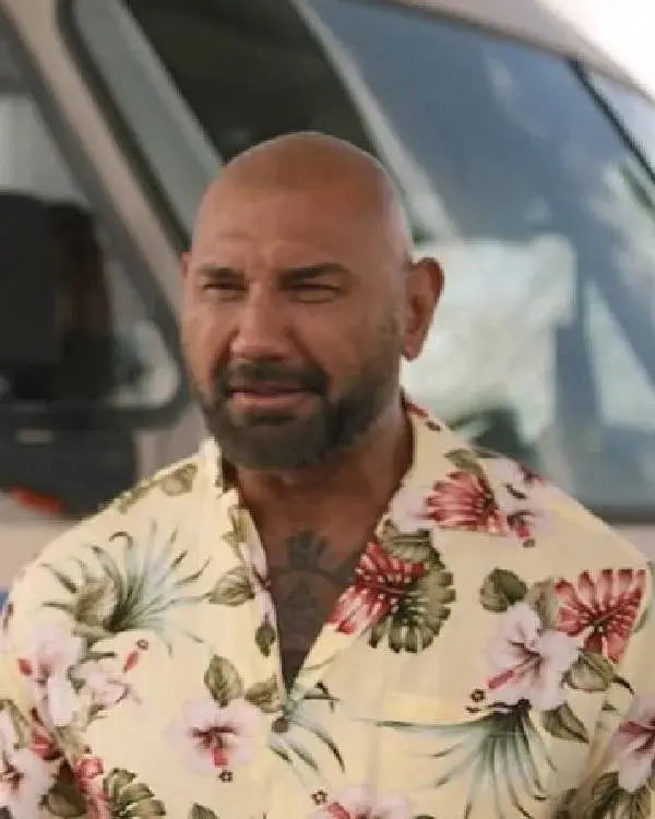 Trap House Dave Bautista Yellow Floral Shirt