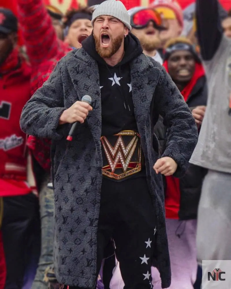Travis Kelce Louis Vuitton Grey Coat - Clanton Jacket