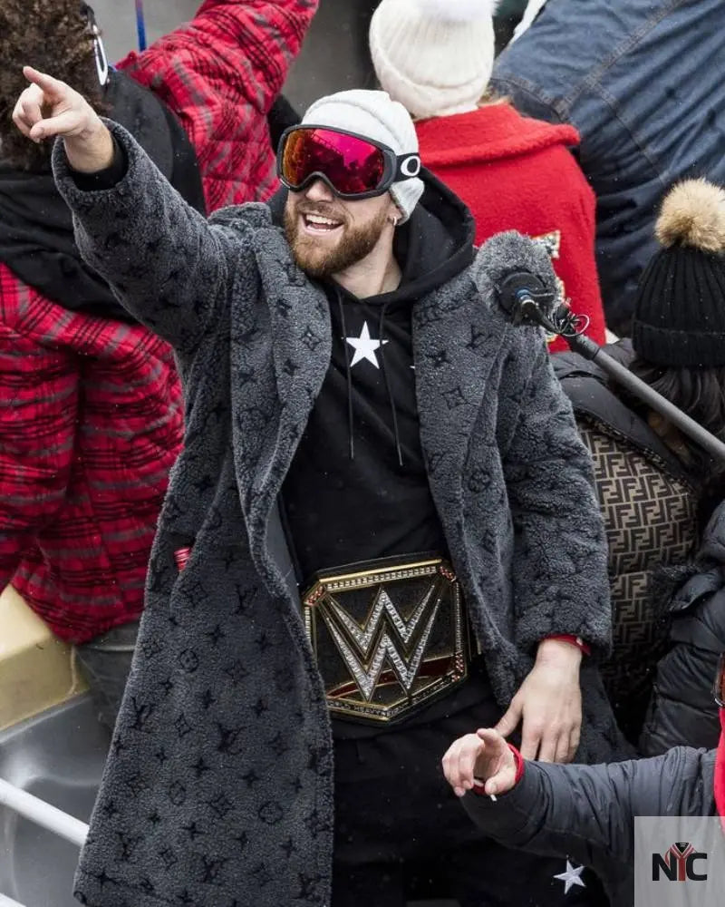 Travis Kelce Louis Vuitton Grey Coat - Clanton Jacket