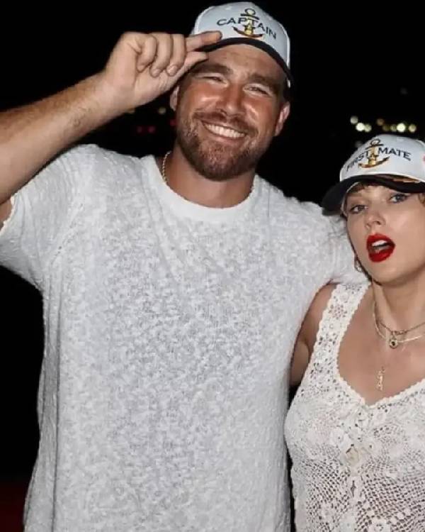 Travis Kelce White Knitted Shirt Clanton Jacket