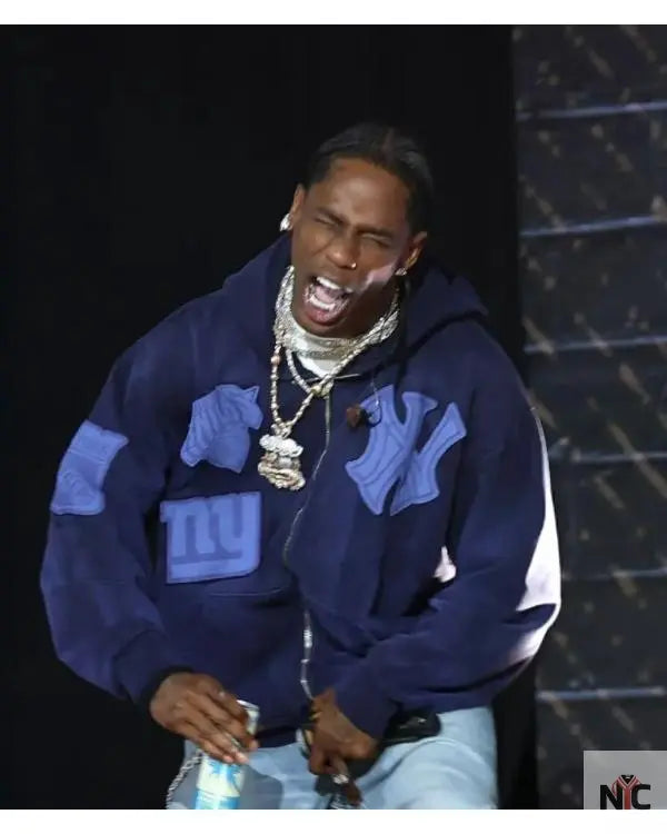 Travis Scott Fanatics Fest NYC 2025 Blue Hoodie Clanton Jacket