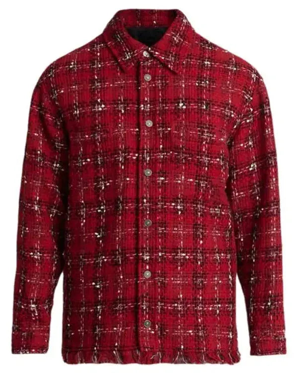 Travis Kelce Tweed Flannel Snap Front Overshirt