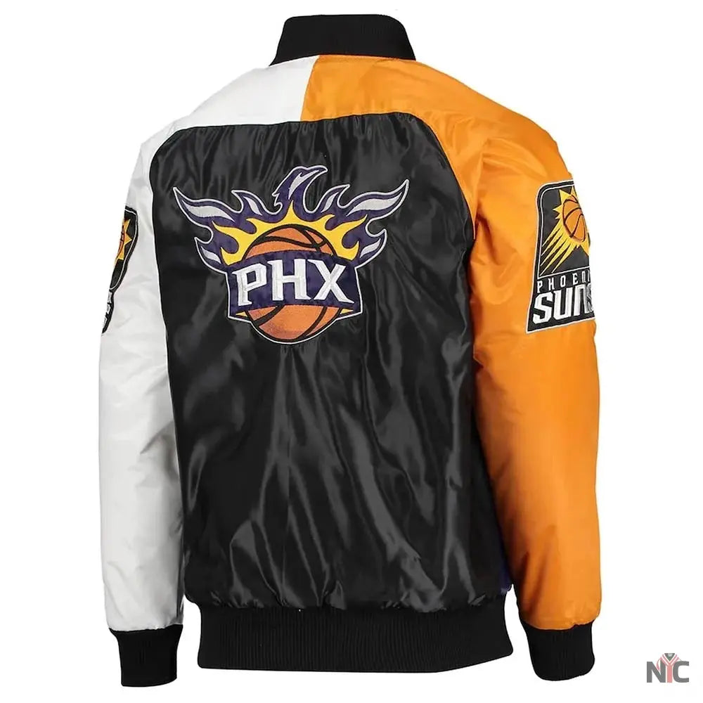 Tricolor Remix Phoenix Suns Purple Orange and White Jacket Clanton Jacket
