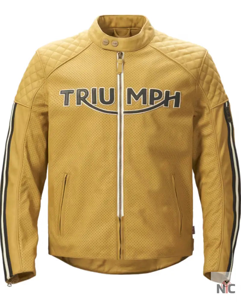 Triumph Men’s Gold Motorcycle Braddan Air Race Jacket Clanton Jacket