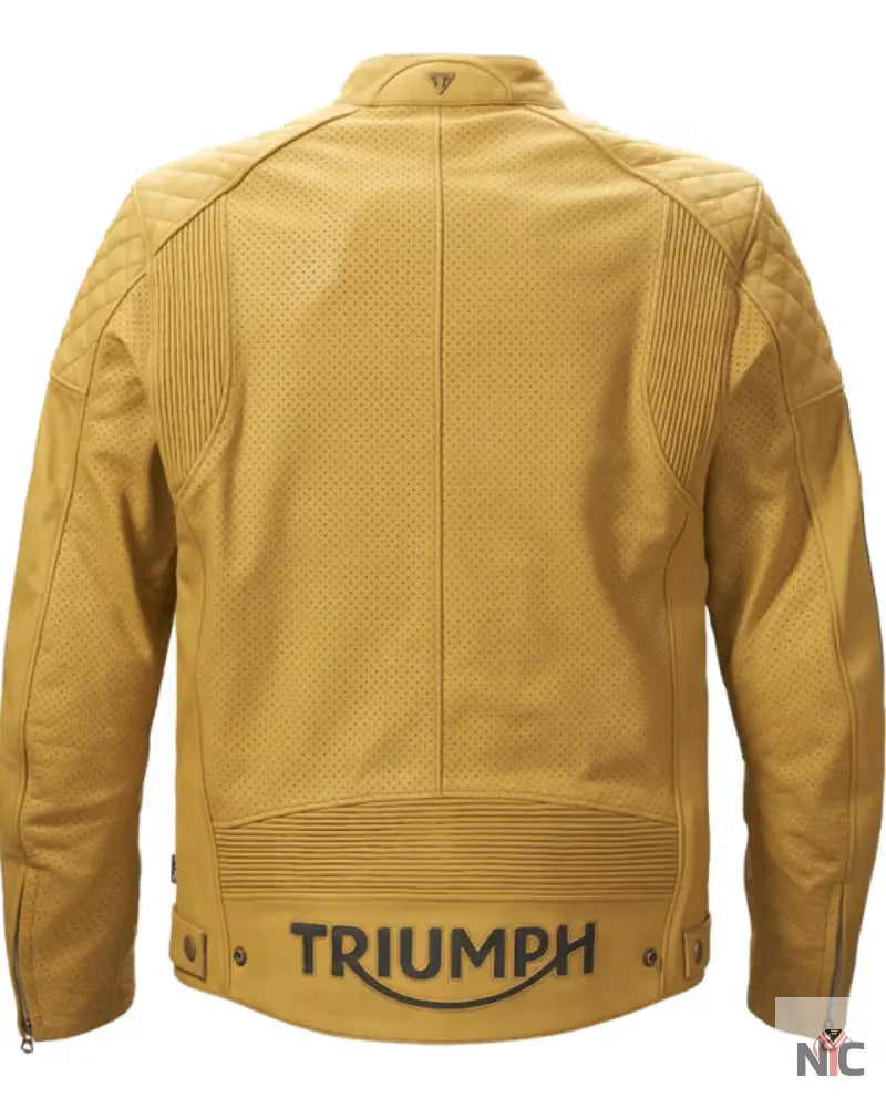 Triumph Men’s Gold Motorcycle Braddan Air Race Jacket Clanton Jacket