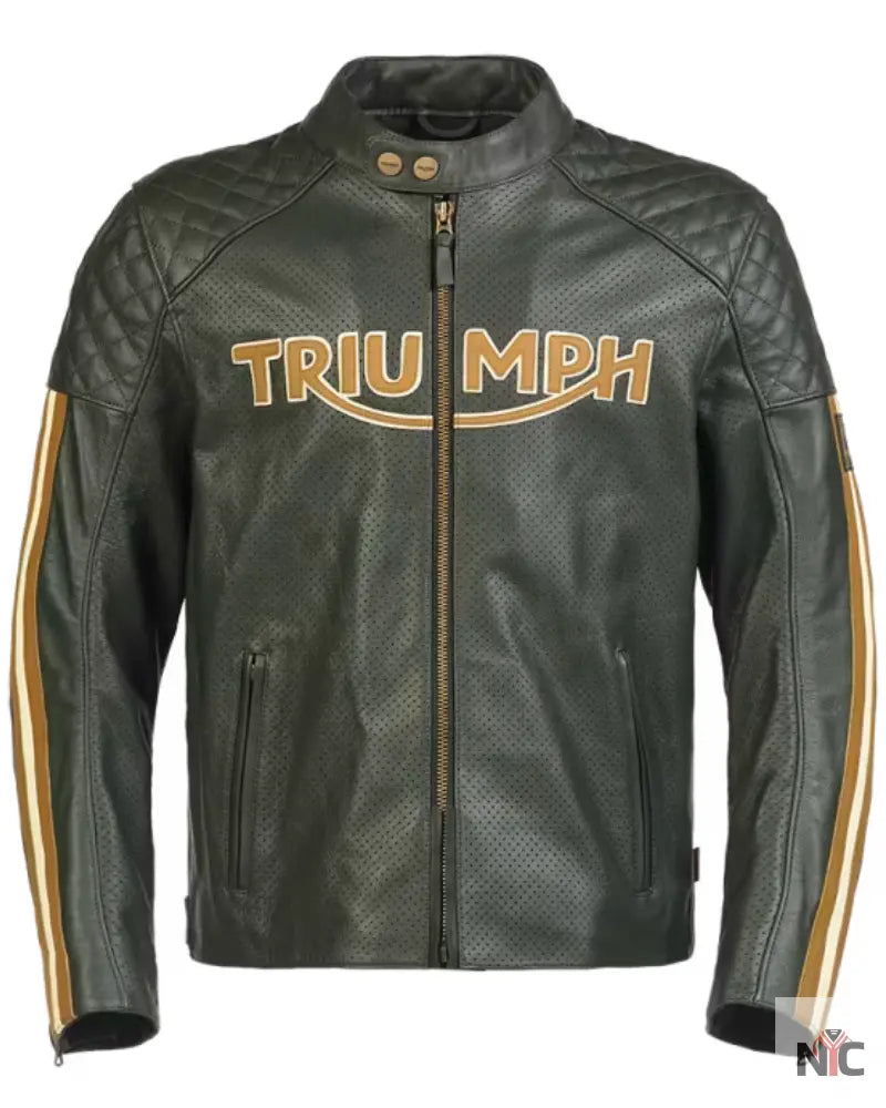 Triumph Men’s Racing Green Motorcycle Braddan Air Race Jacket Clanton Jacket