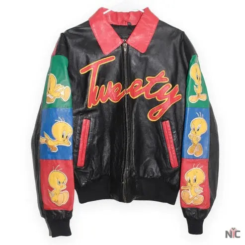 Tweety Bird Looney Tunes Leather Jacket Clanton Jacket