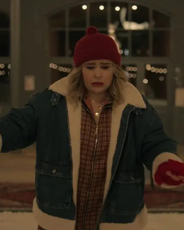 Twelve Dates ‘Til Christmas Mae Whitman Blue Denim Jacket