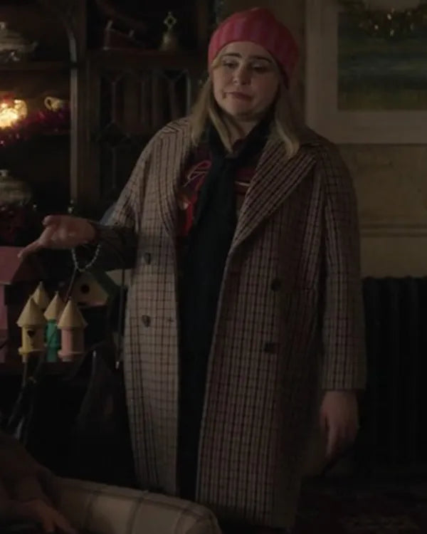 Twelve Dates ‘Til Christmas Mae Whitman Plaid Coat