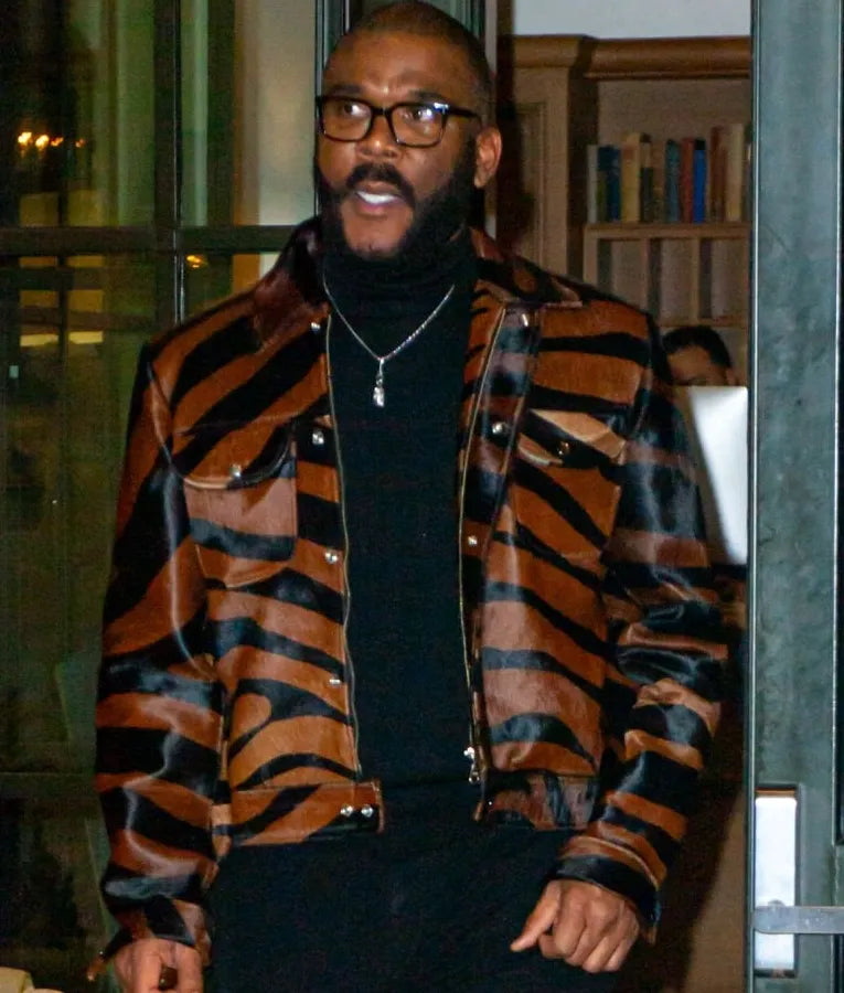 Tyler Perry Crosby Hotel Strip Leather Jacket