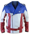 USA Flag Leather Biker Jacket