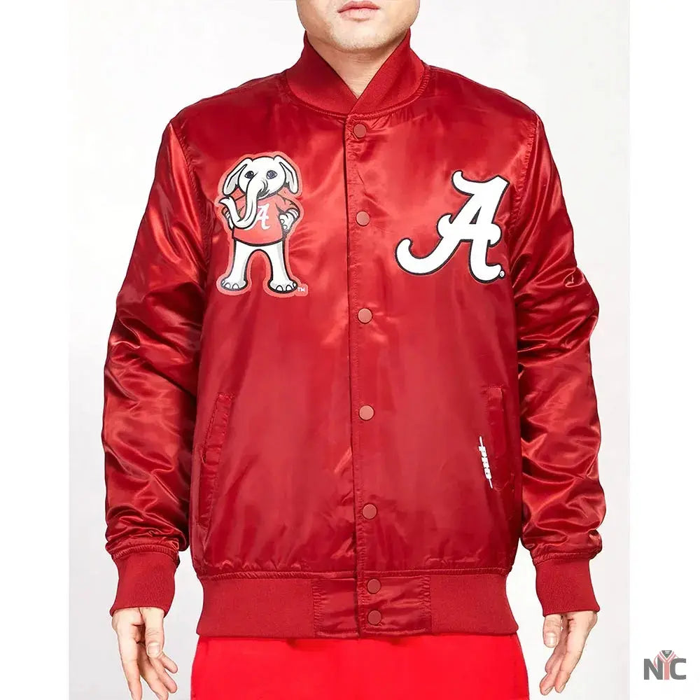 University of Alabama Classic Red Satin Jacket Clanton Jacket